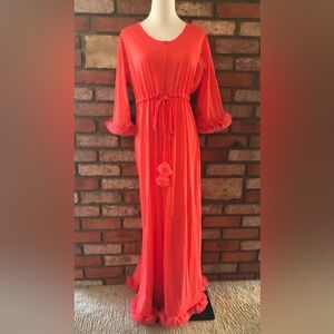 Vintage 1960’s Butterfield 8 Robe/Gown/Kaftan Reddish Orange Free Size